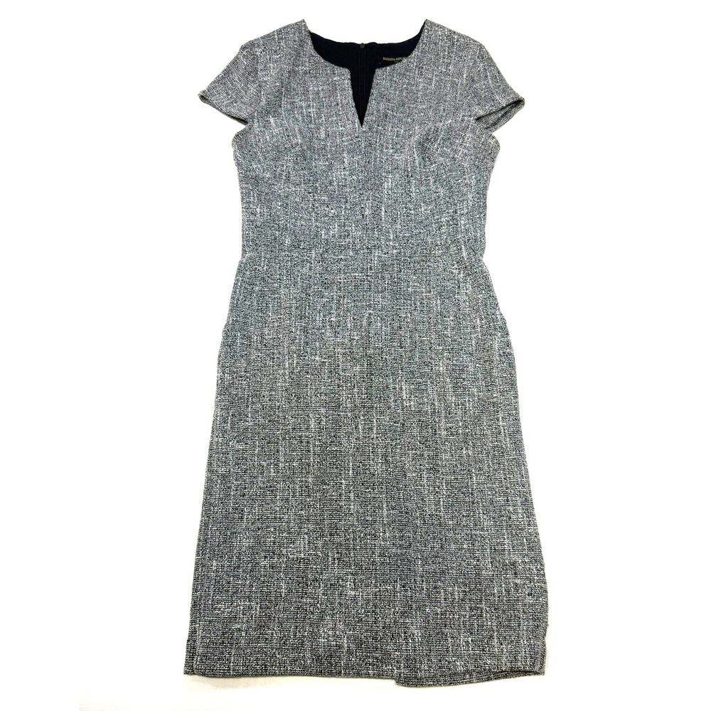 Banana Republic Sheath‎ Dress Women 2 Black/White Textured Tweed Lined Blue Chic